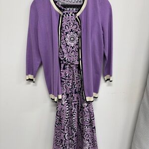 Talbots Paisley Dress and Matching Cardigan Set
